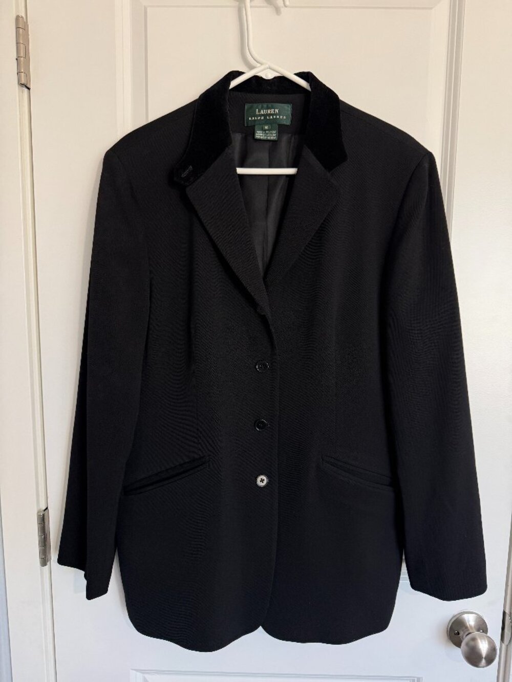 Lauren Ralph Lauren Black Wool Velvet Collar Blazer Women's 16 Career Jacket